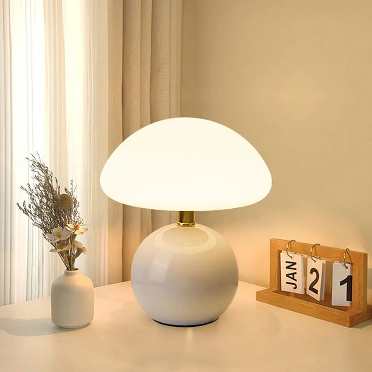 SUENTA Französische Creme Pilz Lampe Bauhaus-Ästhetik Keram
