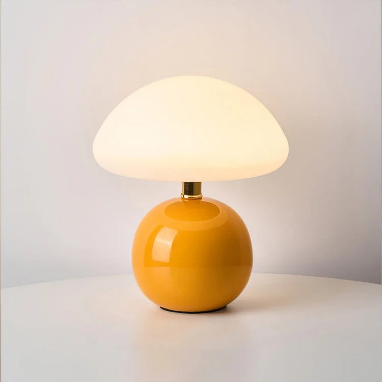 SUENTA Französische Creme Pilz Lampe Bauhaus-Ästhetik Keram Orange