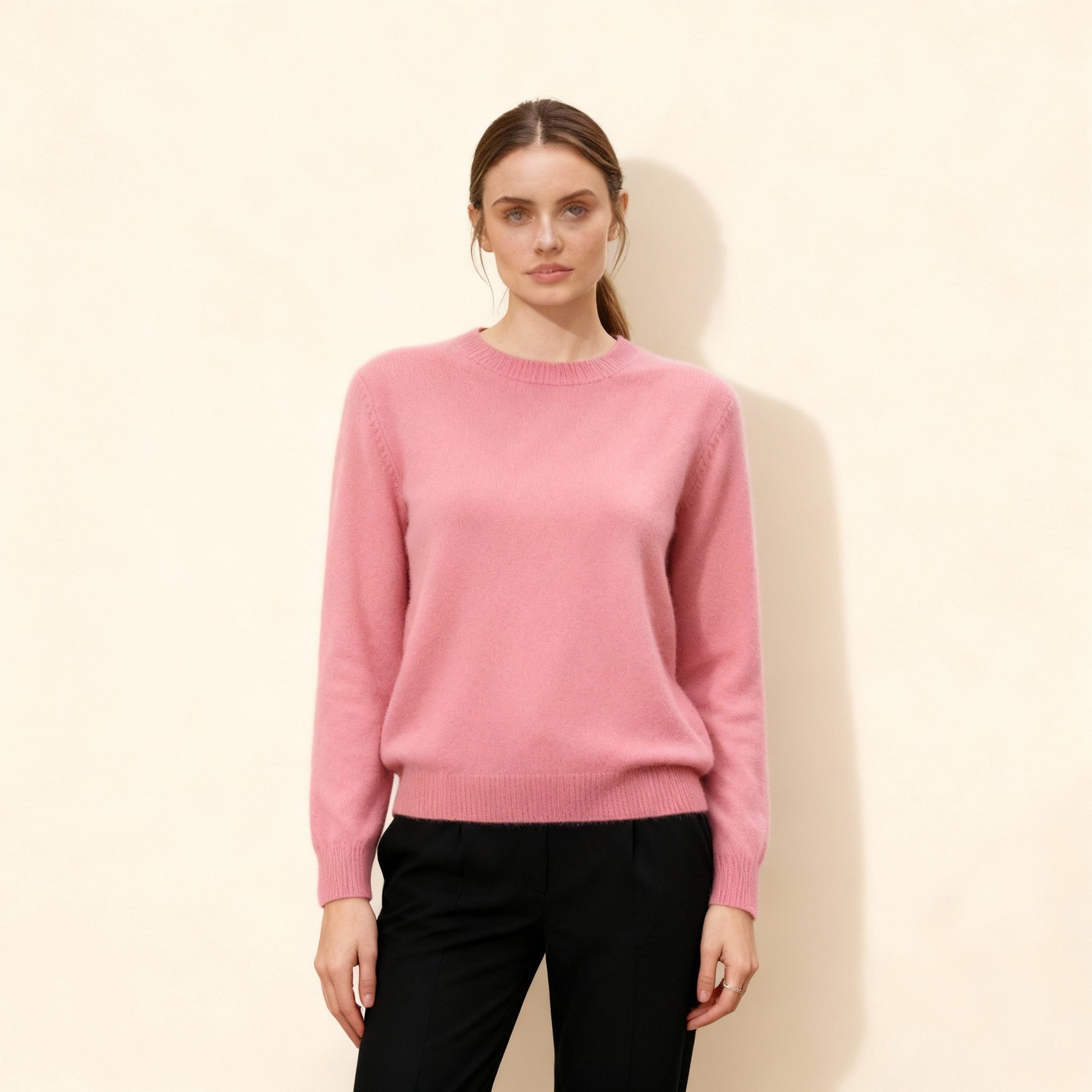 SUENTA Damen Pullover Weicher Ganzjähriger Strickmode Basic Rosa