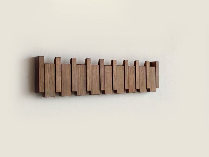 SUENTA Garderobenständer Klavier aus Holz Klaviertasten Wandkunst Walnussholz