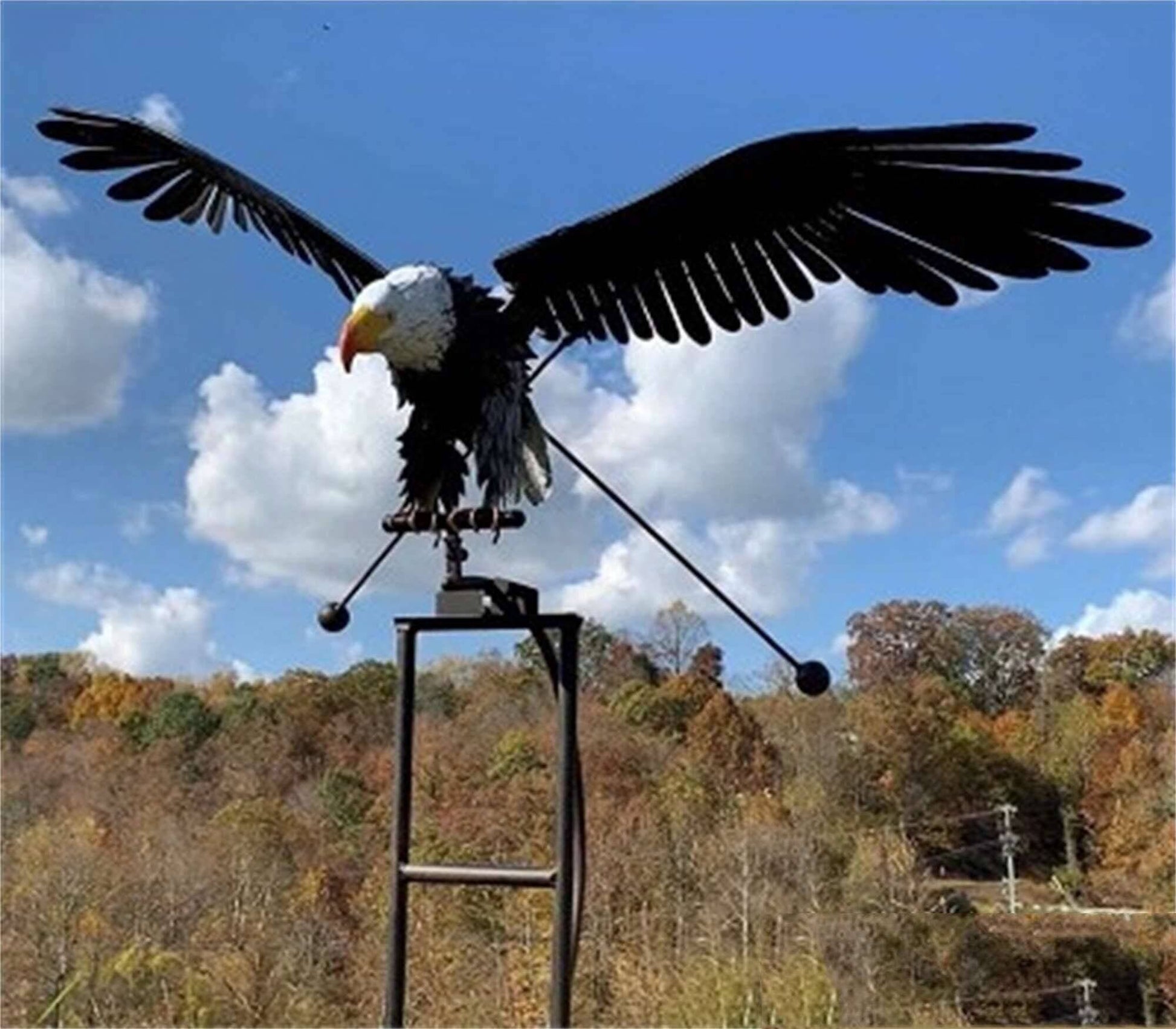 SUENTA Garten-Windspinner Metall Außenornament Bewegung Charme Fliegender Adler