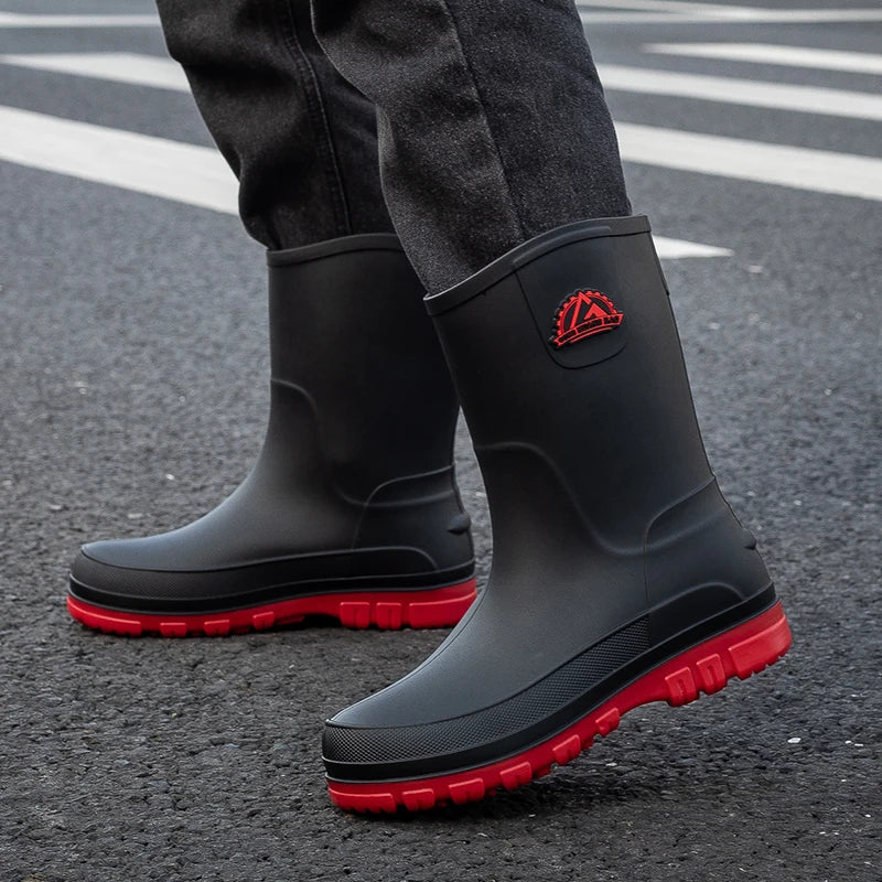 SUENTA Herren Gefütterte Gummistiefel Mit Rutschfester Sohle Outdoor Rot
