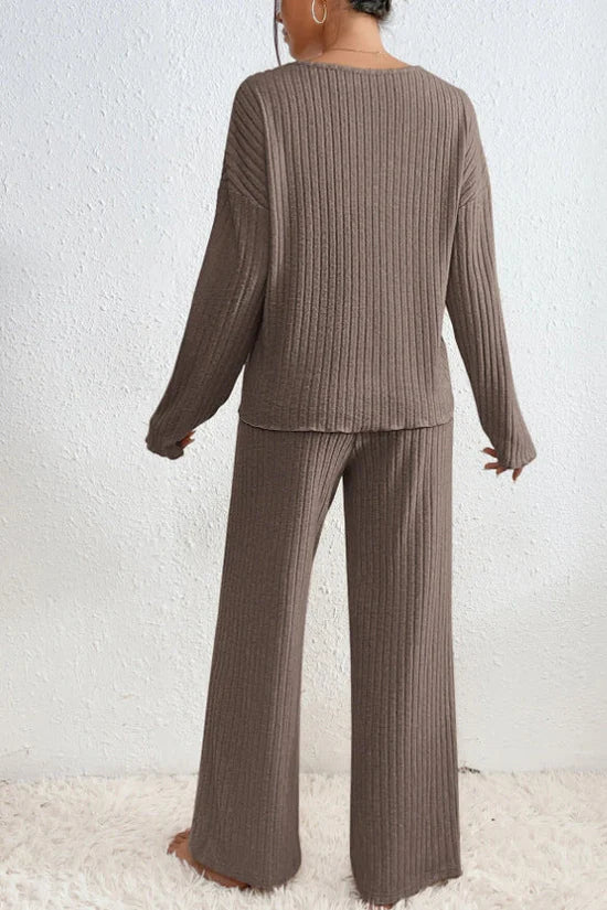 SUENTA Damen Loungewear-Set – Gerippter Zweiteiler & Weiche Textur