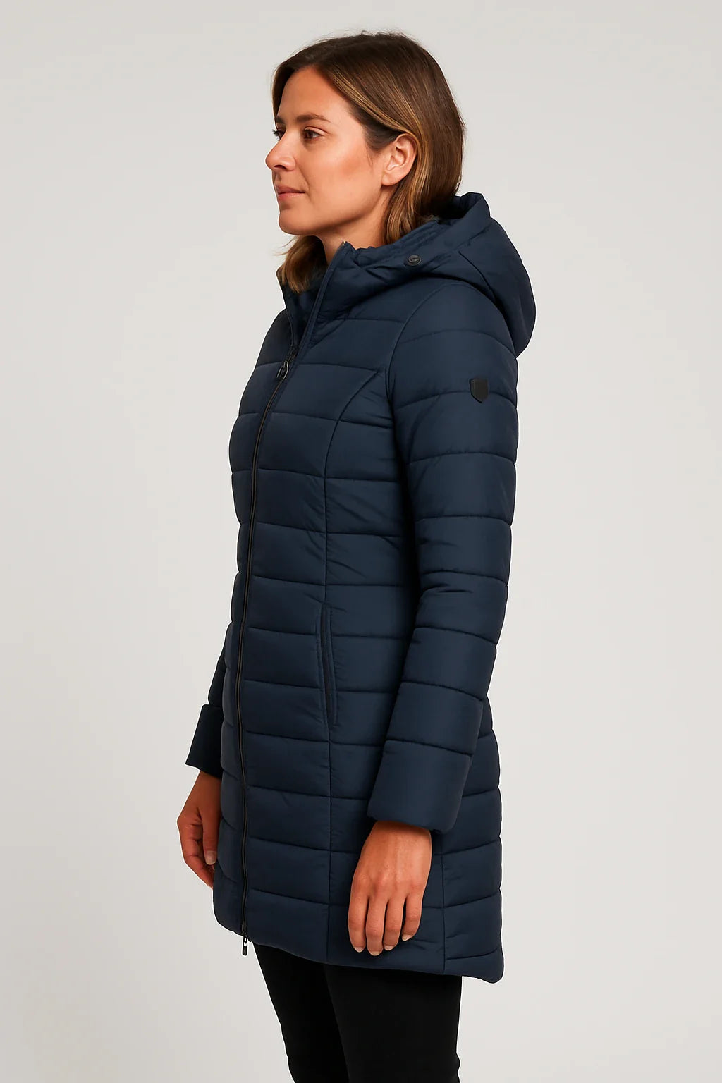 SUENTA Gesteppter Damen-Puffermantel mit Kapuze – mittellang