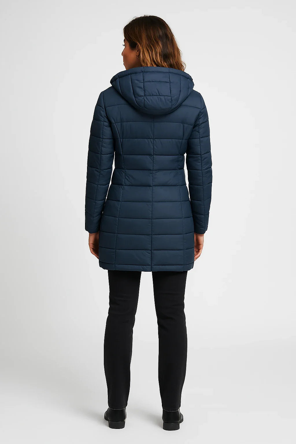 SUENTA Gesteppter Damen-Puffermantel mit Kapuze – mittellang