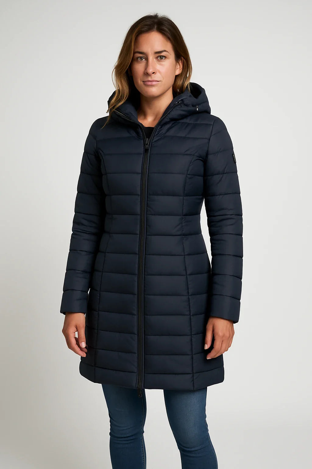 SUENTA Gesteppter Damen-Puffermantel mit Kapuze – mittellang