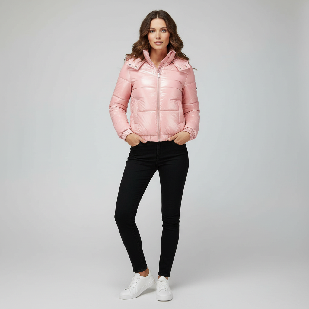 SUENTA Damen Winterjacke Glänzende Wasserabweisende Wärmeisolierung Fleece