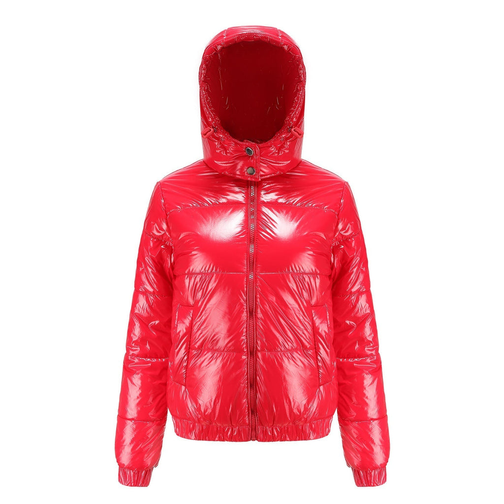 SUENTA Damen Winterjacke Glänzende Wasserabweisende Wärmeisolierung Fleece Rot