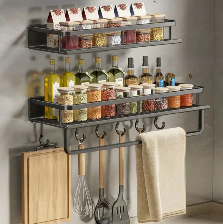 SUENTA Graues Küchenregal Modernes Design Für Mehr Stauraum 40cm mit Halterung