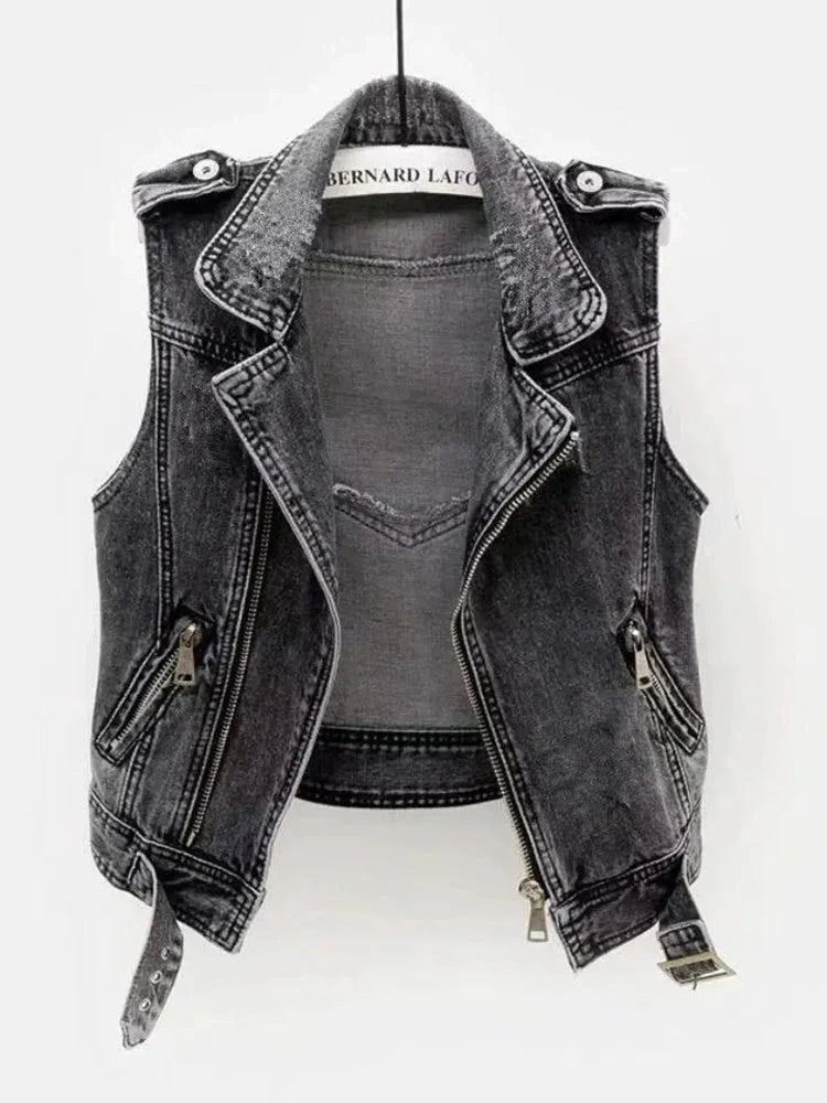 SUENTA Damen Jeansjacke – Hochwertiger Denimstoff und Vielseitiges Zeitloses Design Dunkelgrau