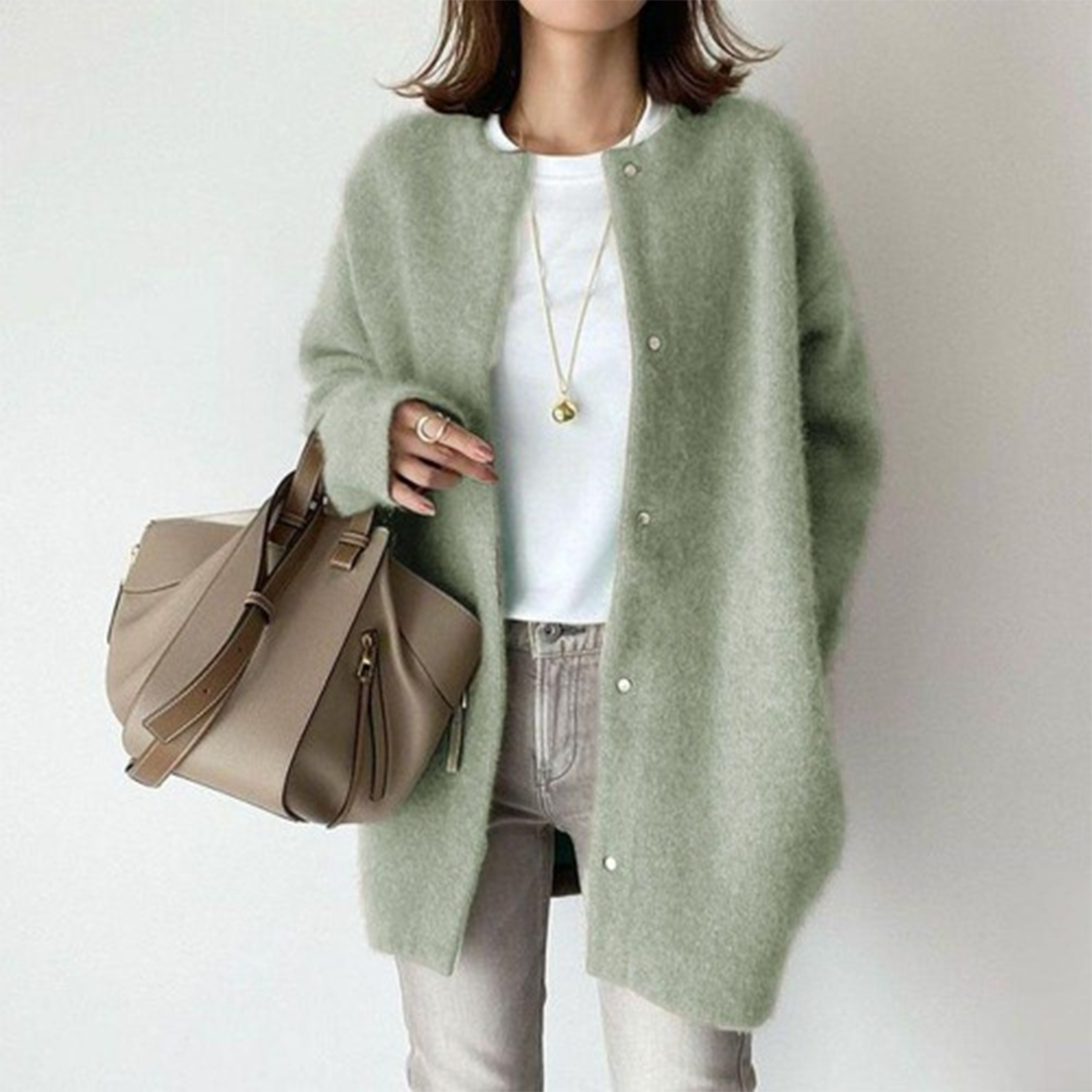 SUENTA Damen Geschmackvolle Strickjacke mit Charakter Eleganz Grün