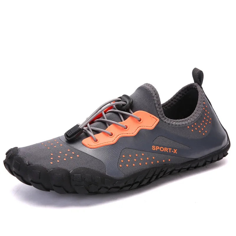 SUENTA Unisex Wasserdichte Barfußschuhe Wassersport Und Outdoor Grau Orange