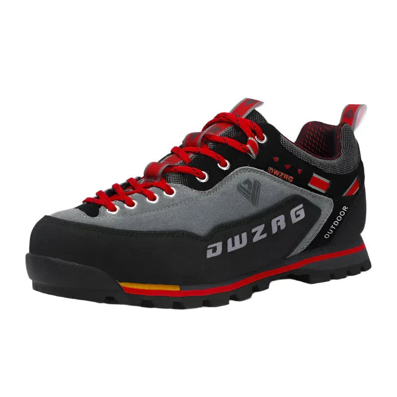 SUENTA Wanderschuhe Herren Mit Klassische Schnürung Für Gelände - Laufschuhe Grau Rot