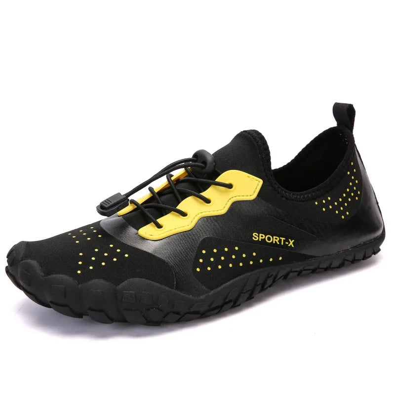 SUENTA Unisex Wasserdichte Barfußschuhe Wassersport Und Outdoor Schwarz Gelb