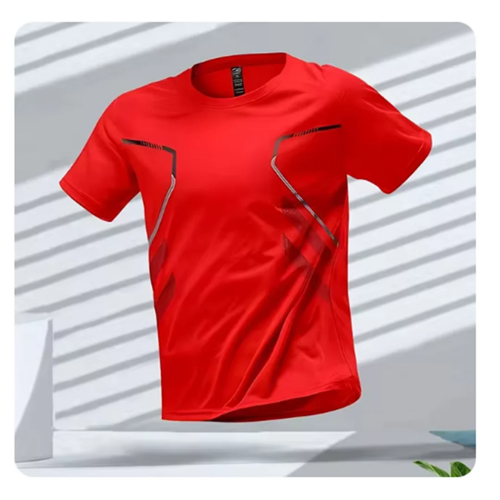 SUENTA Atmungsaktives Herren Sport T-Shirt Ultraleichte Material Rot