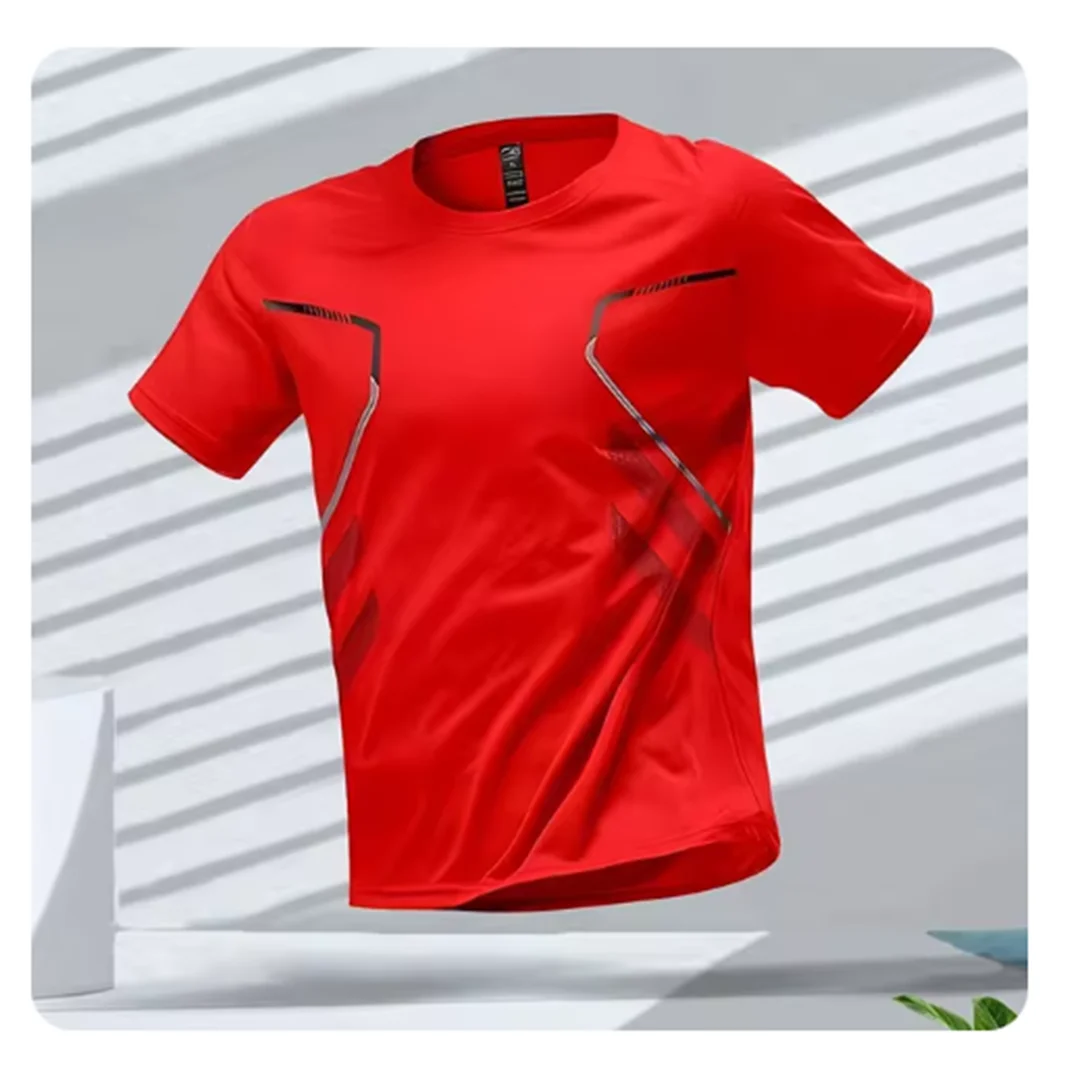 SUENTA Atmungsaktives Herren Sport T-Shirt Ultraleichte Material Rot
