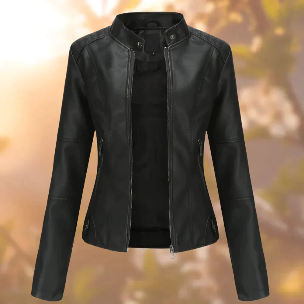 SUENTA Damen Bikerjacke – Stylische Jacke mit Schlanker Passform für Urbane Outfits Schwarz