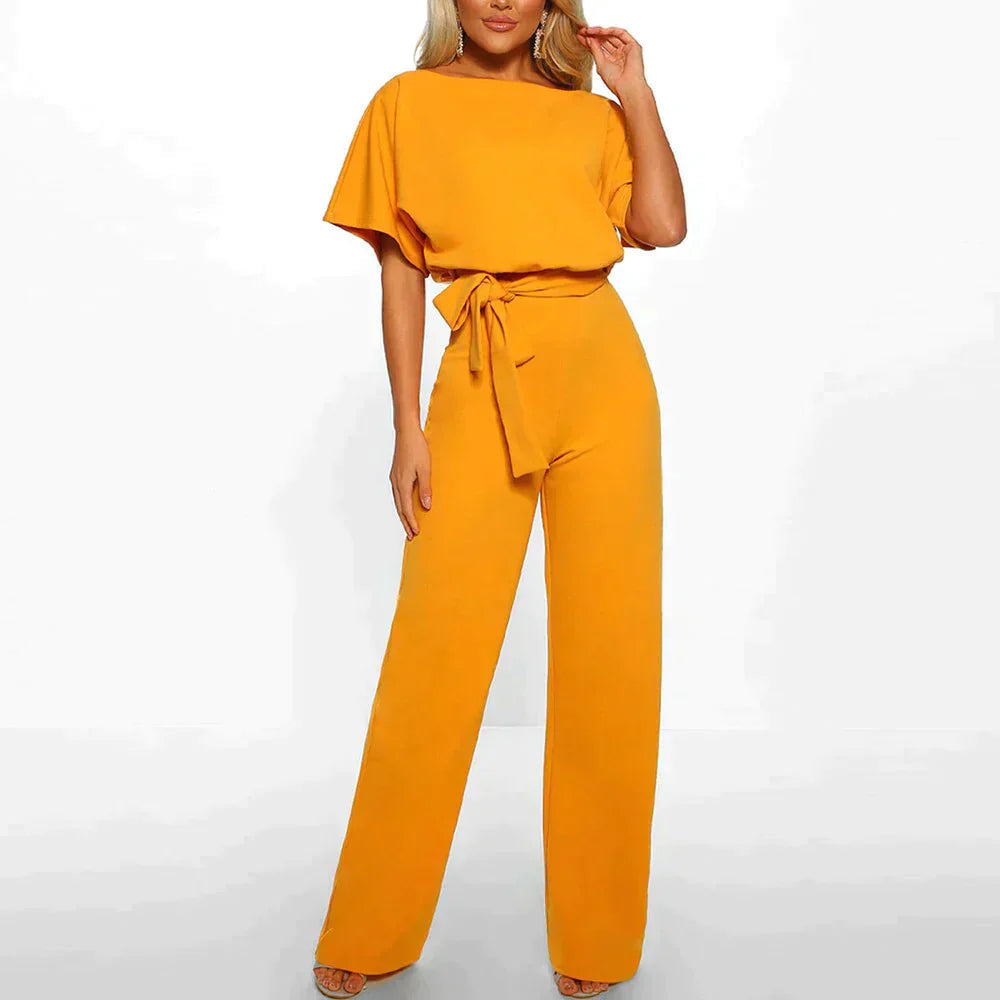 SUENTA Jumpsuit Zeitlose Eleganz Weite Beinform Fließender Schnitt Gelb