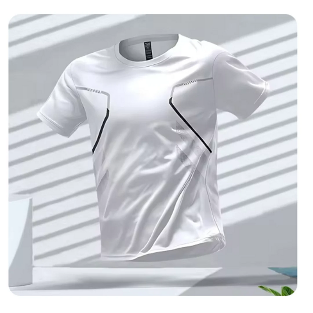 SUENTA Atmungsaktives Herren Sport T-Shirt Ultraleichte Material Weiß