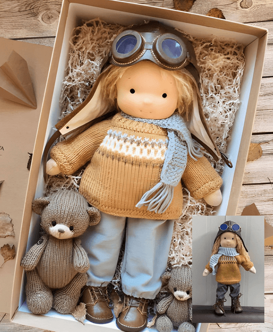 SUENTA Winter-Waldorf-Kuschelpuppe Poppi Kuschelfreund Handgefertigte