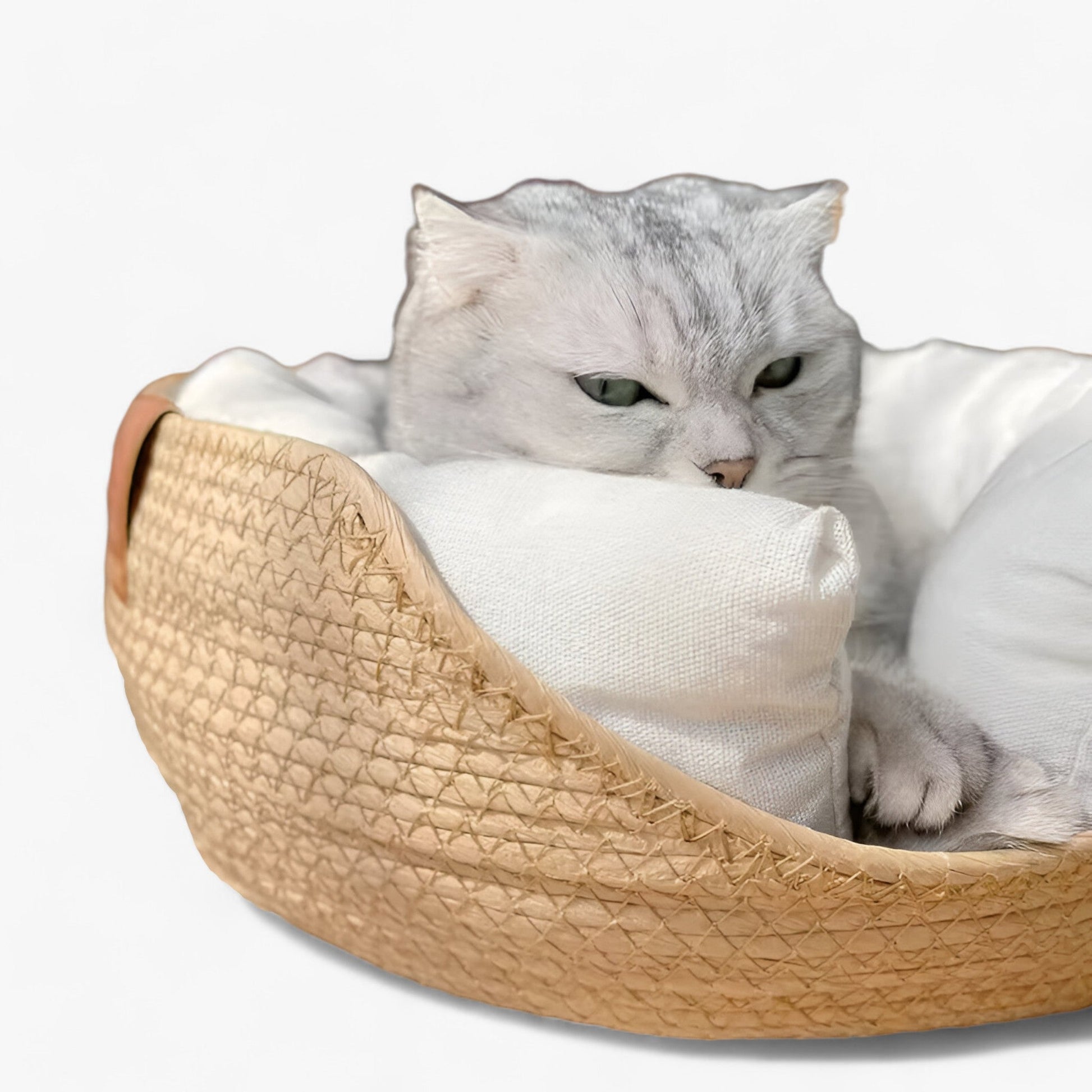 SUENTA Handgewebtes Haustierbett Aus Bambus Für Katzen Und Hunde