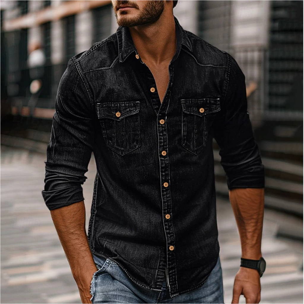 SUENTA Hommes | Jeanshemd für Herren – Klassischer Stil und Langlebigkeit Schwarz