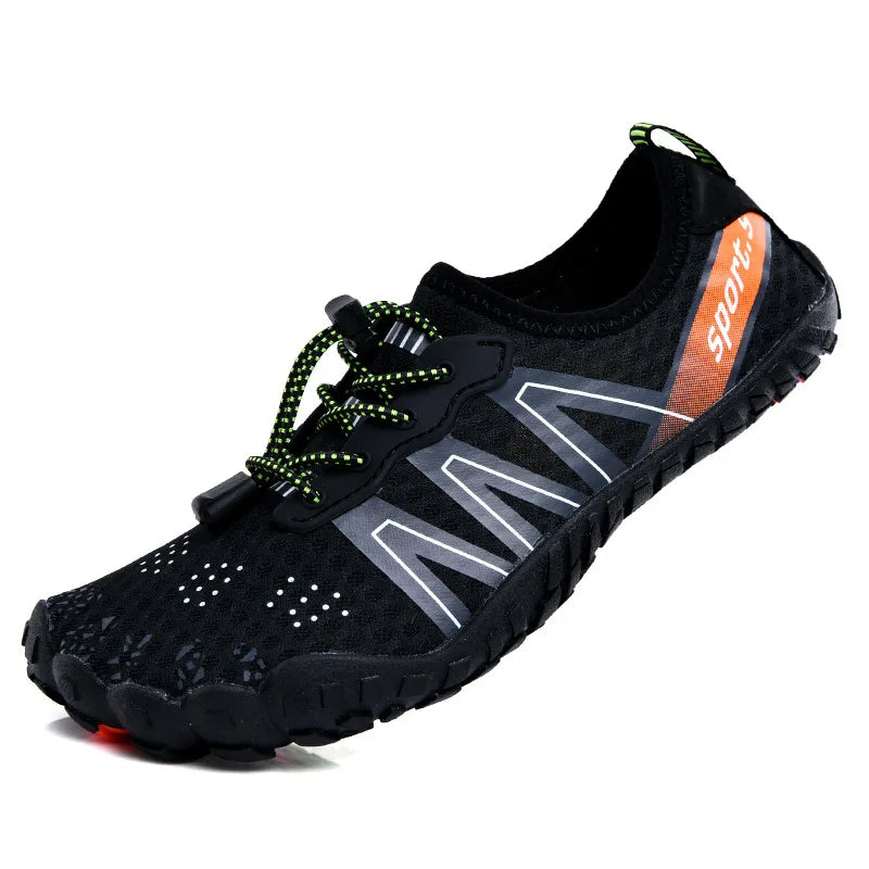 SUENTA Unisex Wasserdichte Barfußschuhe Wassersport Und Outdoor Schwarz Orange