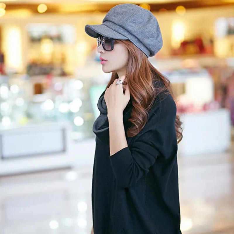 SUENTA Ballonmütze Stylisch Vintage Stil Charme Baumwolle Winter
