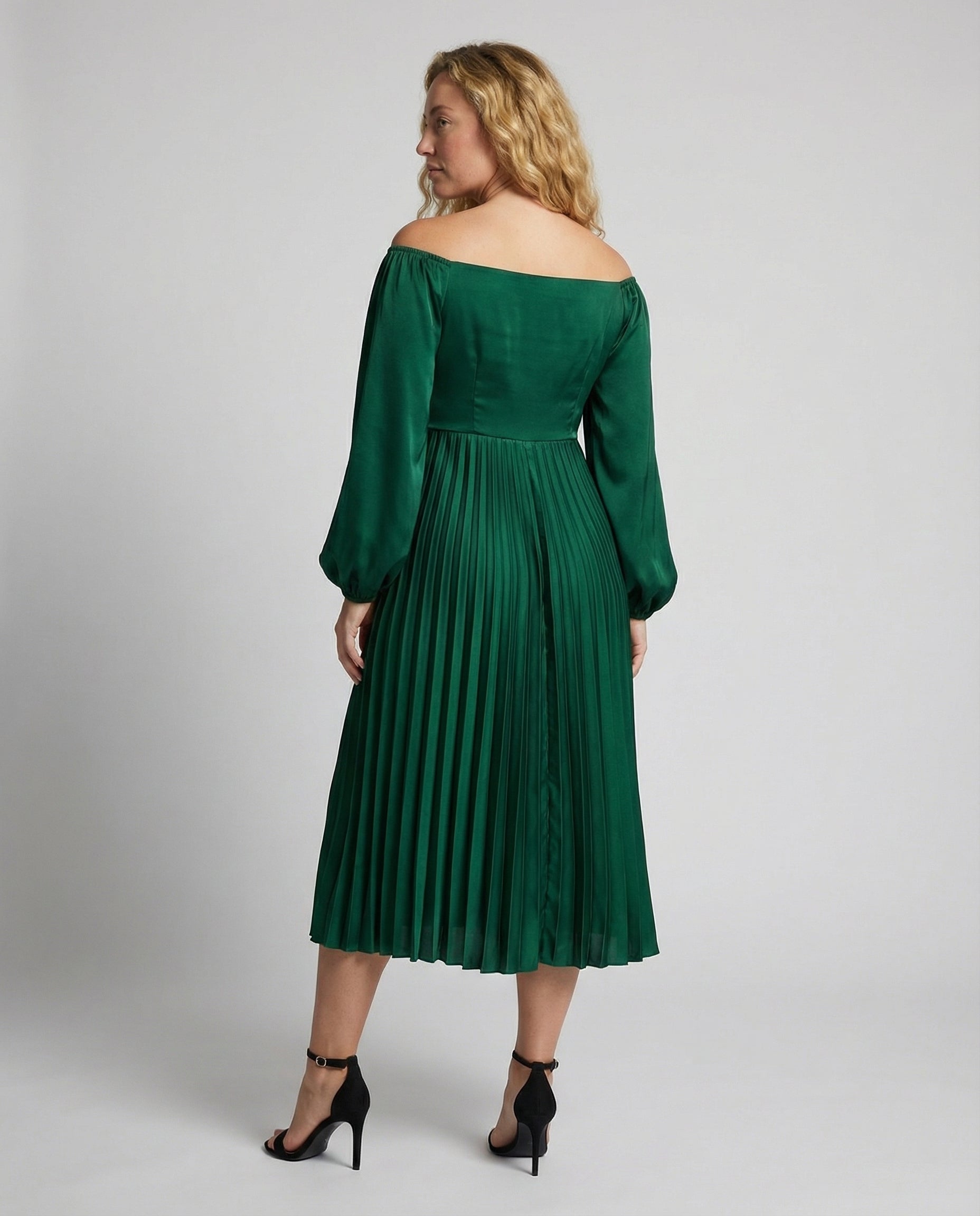 SUENTA Luma | Damen Schwangerschafts-Maxikleid – Schulterfreies Design & Elegante Plissierung