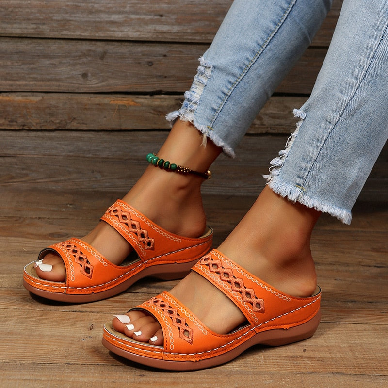 SUENTA Mirella | Damen Sandalen – Gepolstertes Design & Stilvoller Alltagskomfort Orange