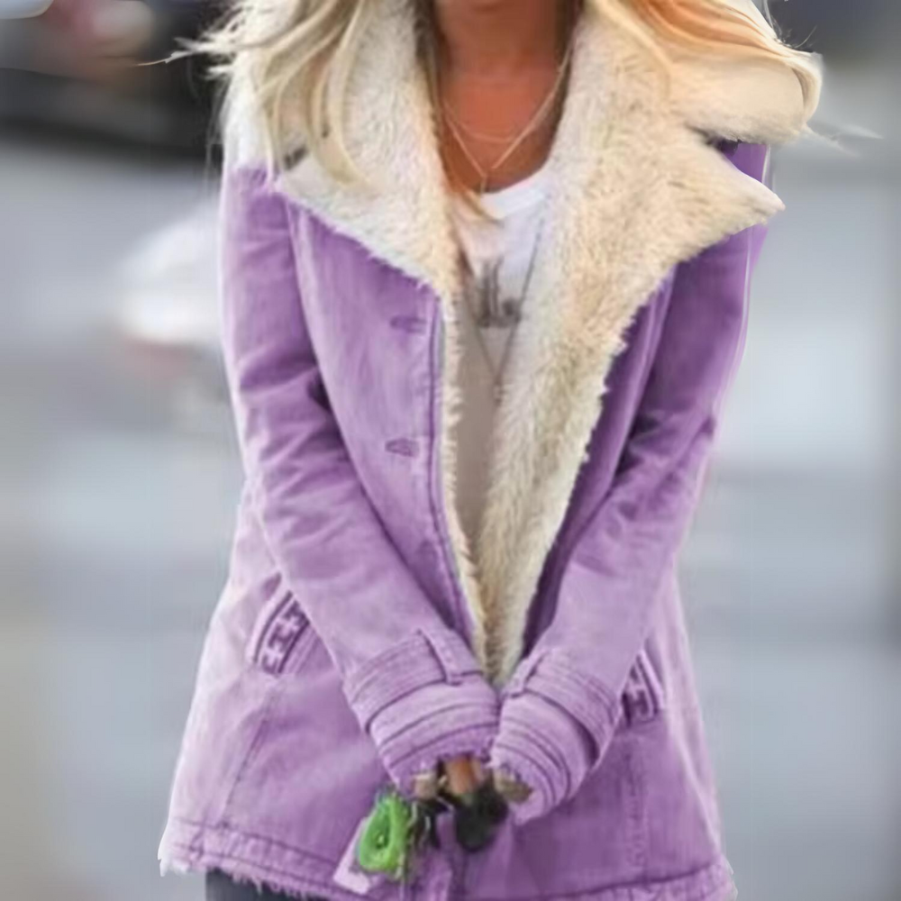 SUENTA Damen Kuschelige Jeansjacke - Gemütliche Wärme und Denim-Look Violette
