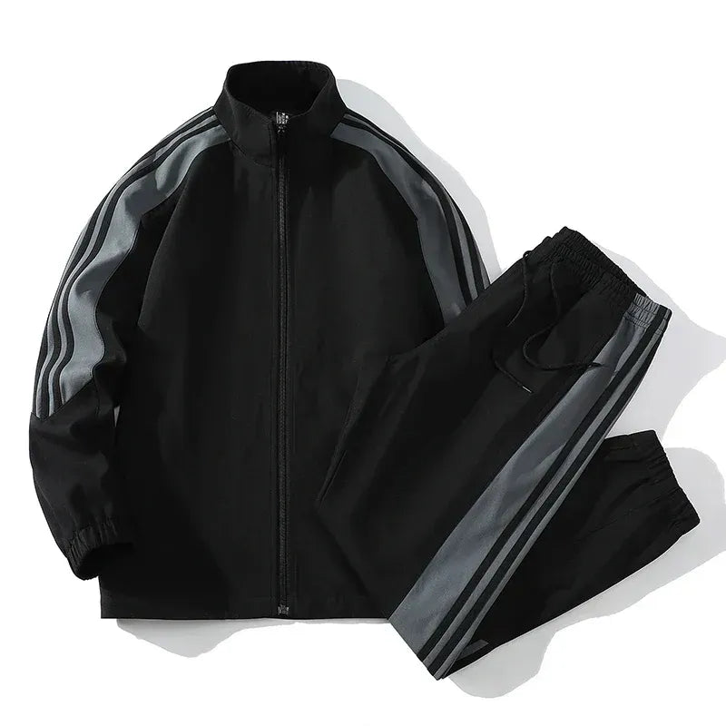 SUENTA Herren Trainingsanzug Mit Lockerer Passform Schmal Zulaufende Hose Schwarz