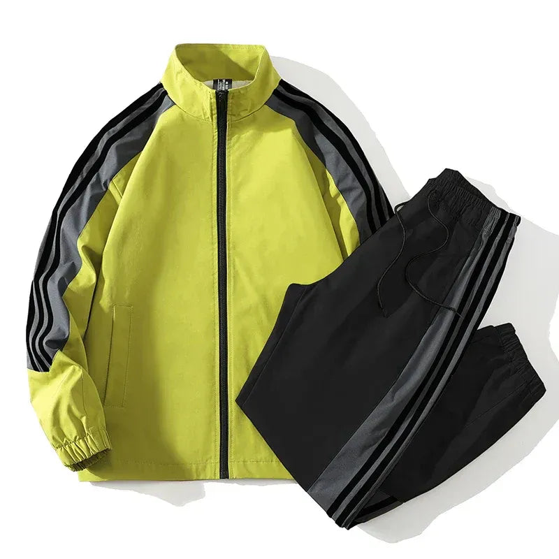 SUENTA Herren Trainingsanzug Mit Lockerer Passform Schmal Zulaufende Hose Gelb