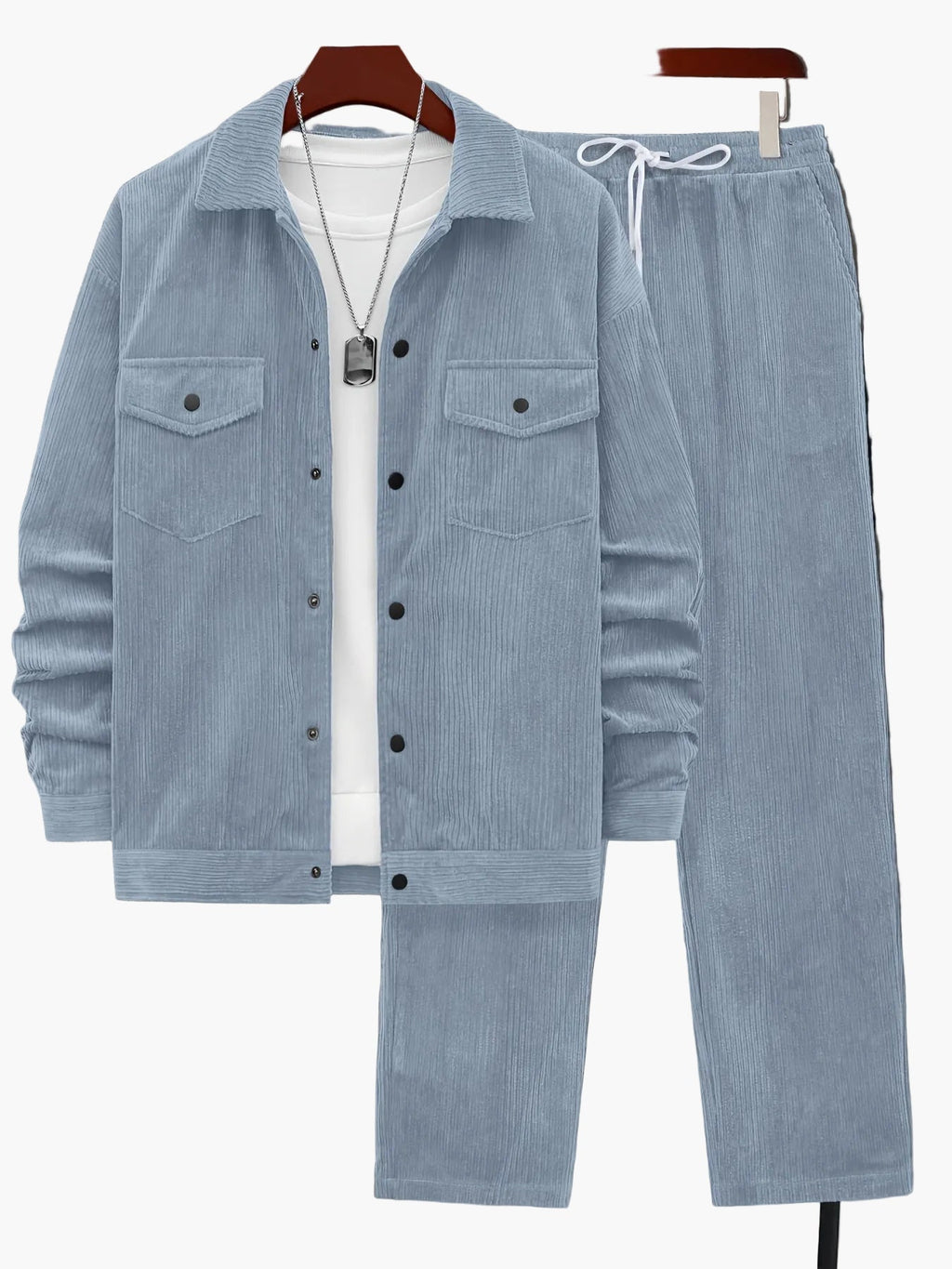 SUENTA Herren Freizeit Zweiteiler Set Lässige Jacke Und Hose Ideal Für Herbst Und Winter See Blau