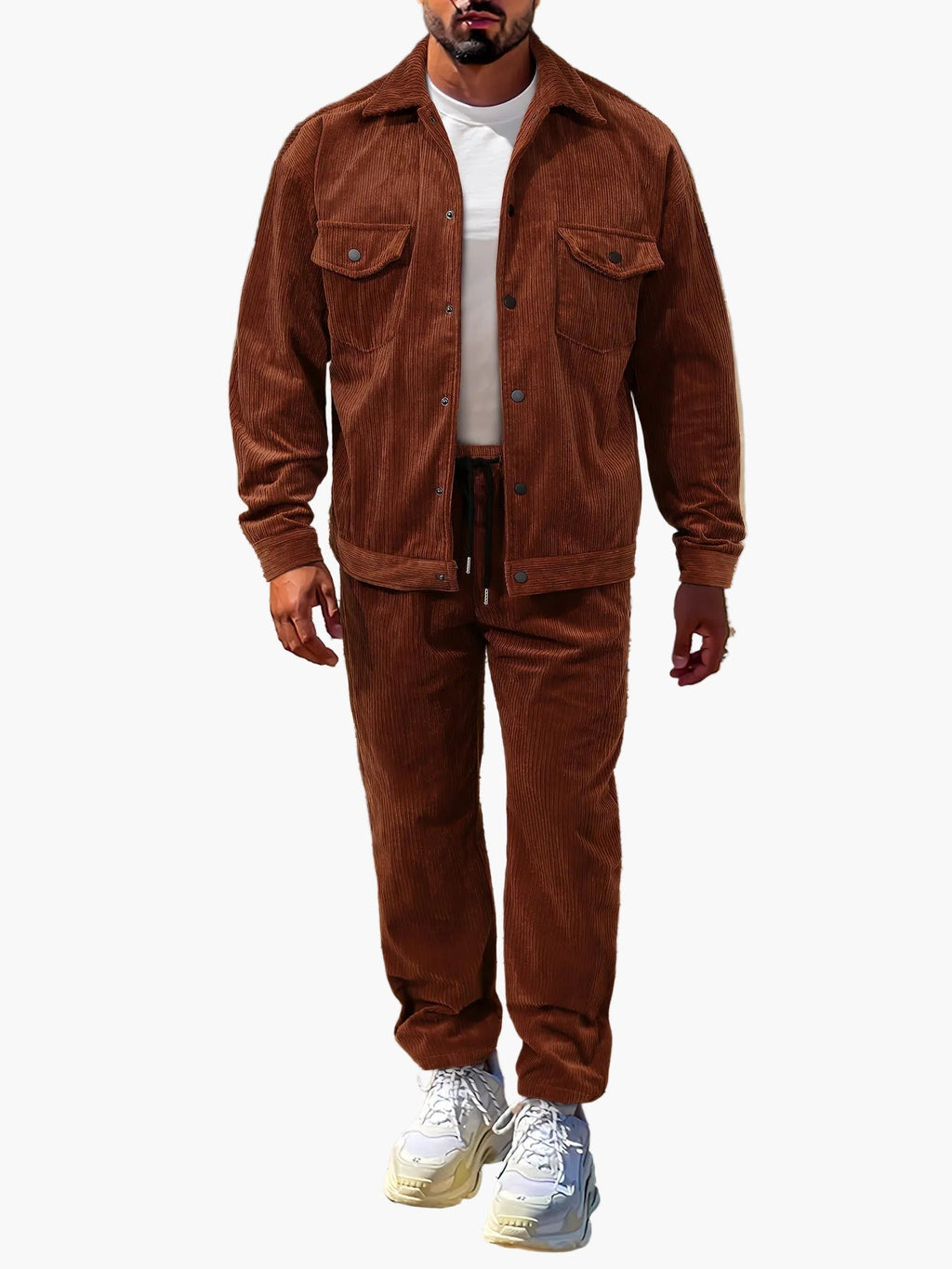 SUENTA Herren Freizeit Zweiteiler Set Lässige Jacke Und Hose Ideal Für Herbst Und Winter