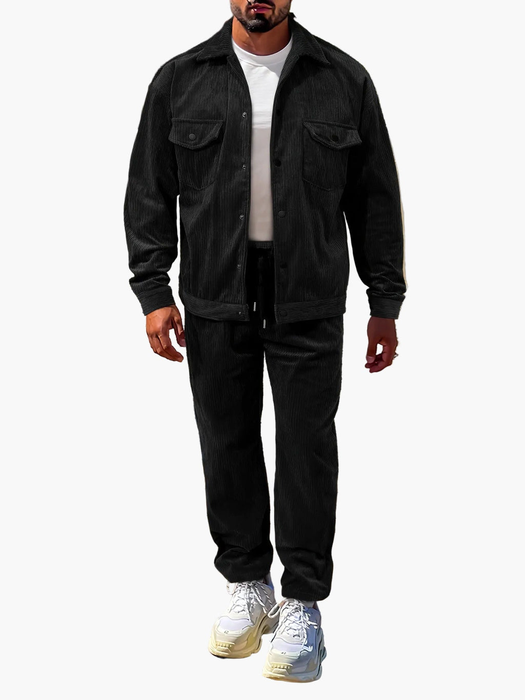 SUENTA Herren Freizeit Zweiteiler Set Lässige Jacke Und Hose Ideal Für Herbst Und Winter