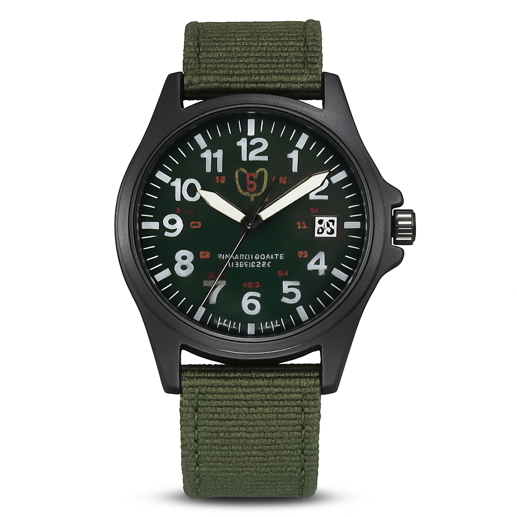 SUENTA Herrenuhr Militärstil Outdoor Wasserdichte Canvas-Uhr Grün
