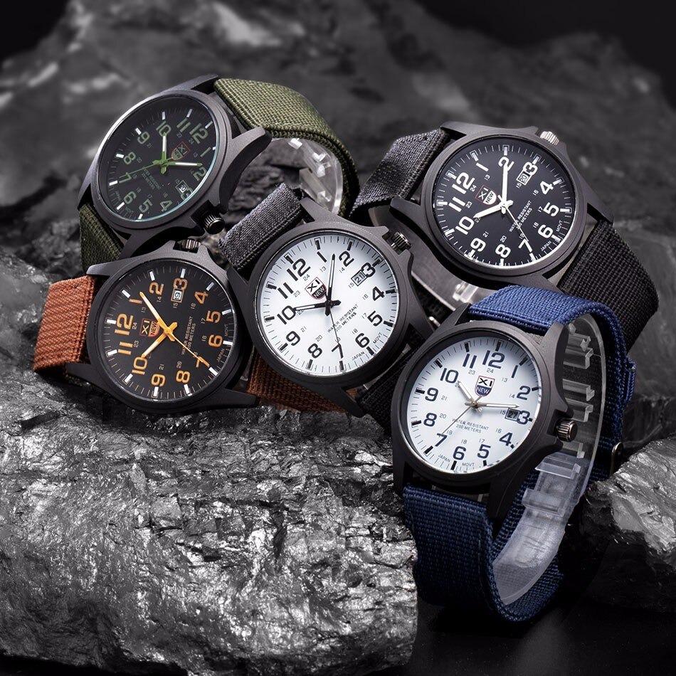 SUENTA Herrenuhr Militärstil Outdoor Wasserdichte Canvas-Uhr