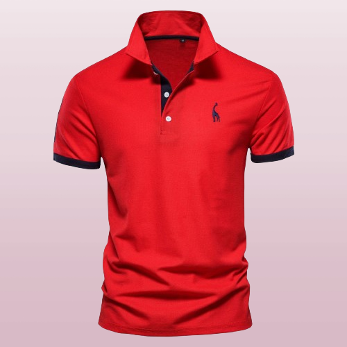 SUENTA Herren Poloshirt Klassisches Design Hochwertiges Material Rot