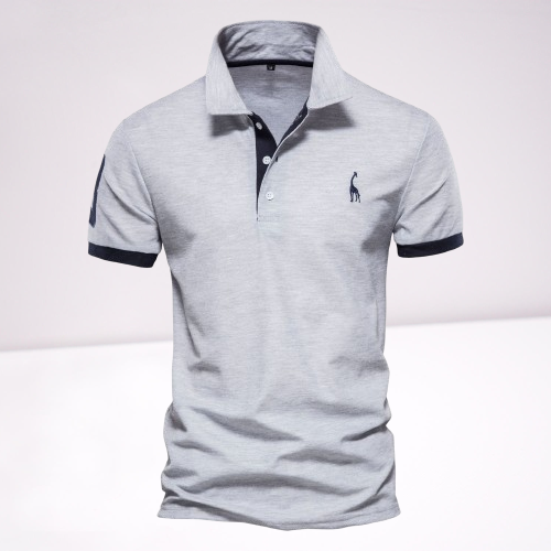 SUENTA Herren Poloshirt Klassisches Design Hochwertiges Material Grau
