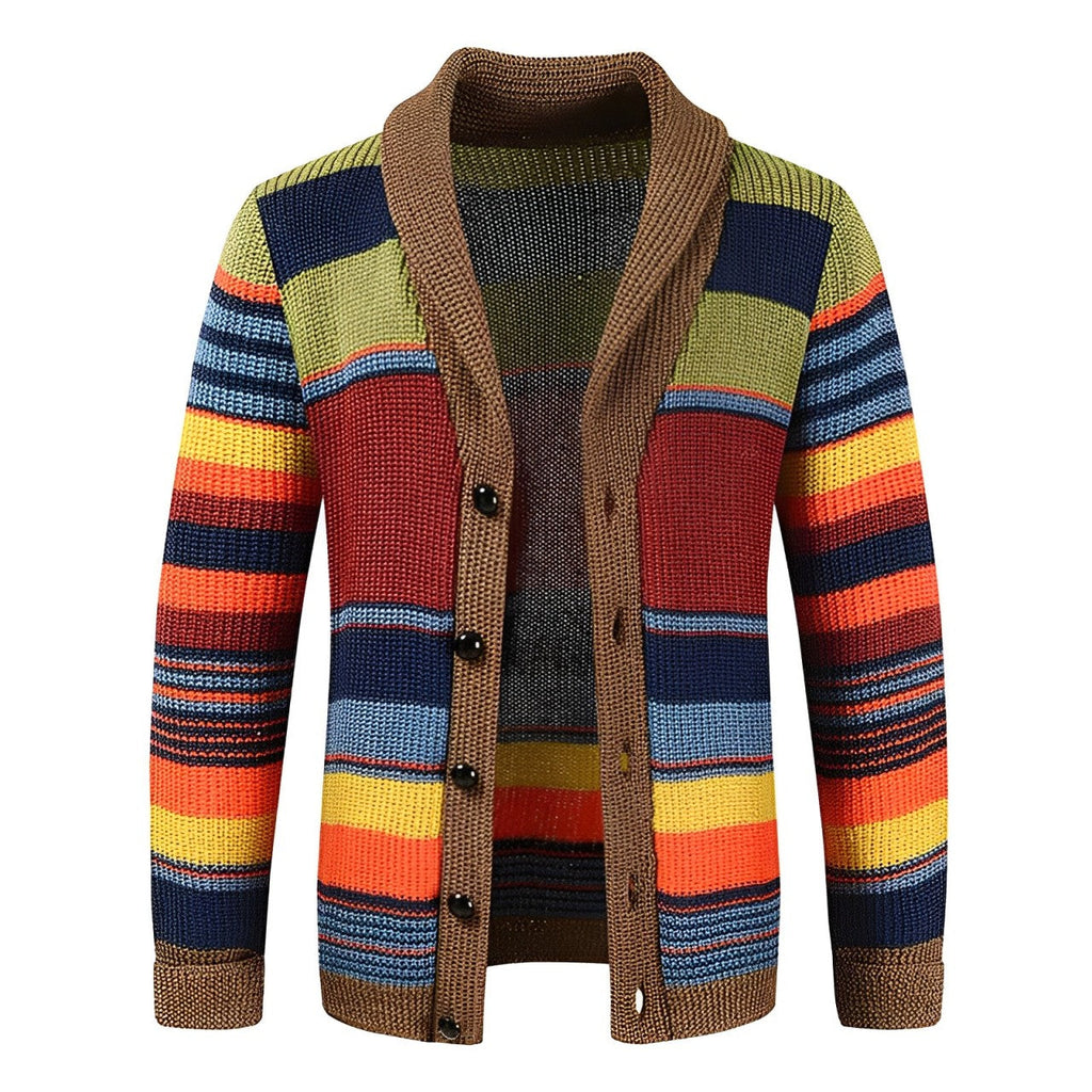 SUENTA Herren Retro-Cardigan Mit Farbblock Und Knopfleiste