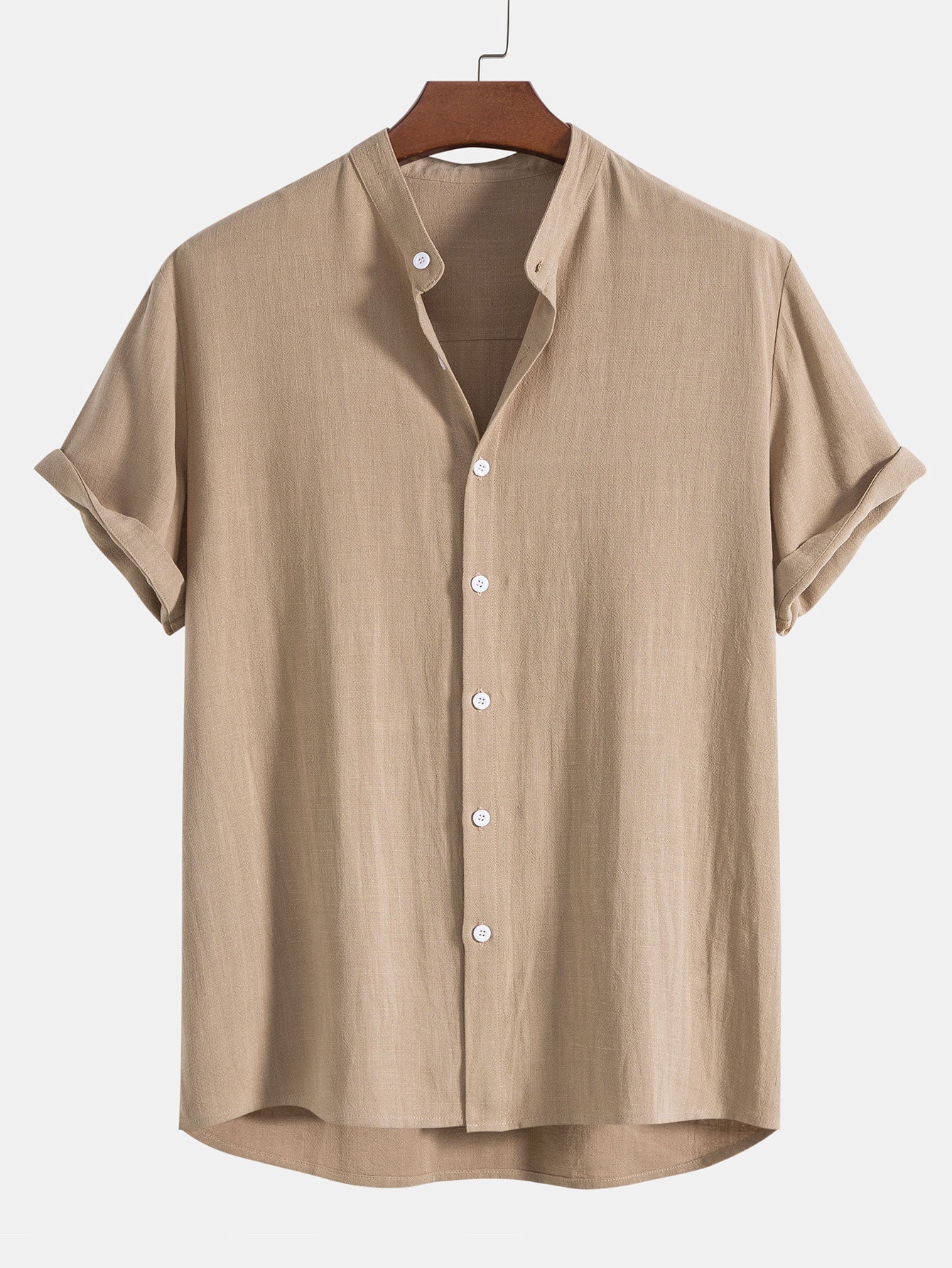 SUENTA Herren Sommer Set Hemd Und Hose Stehkragen Kurzarm Leicht