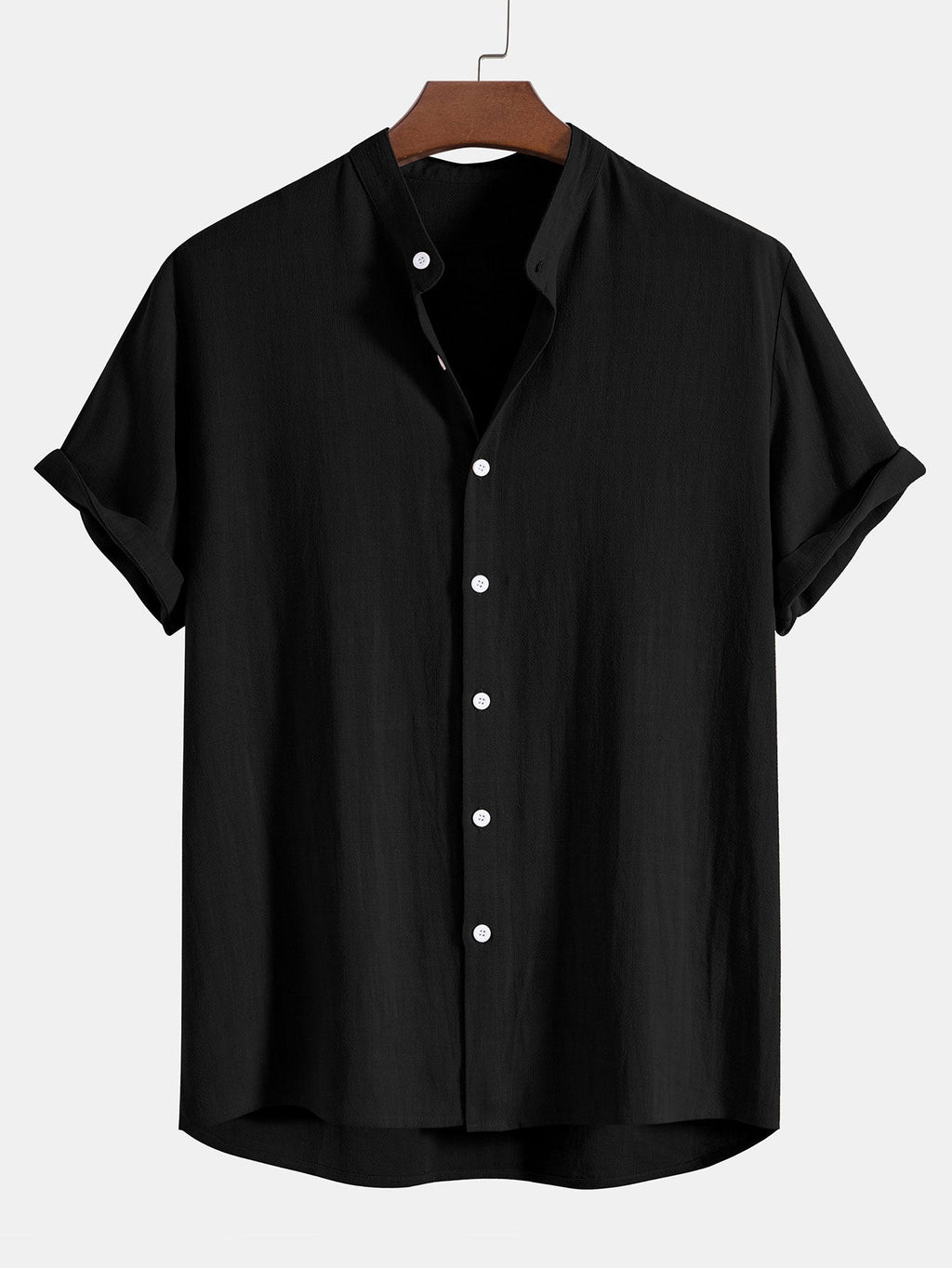 SUENTA Herren Sommer Set Hemd Und Hose Stehkragen Kurzarm Leicht