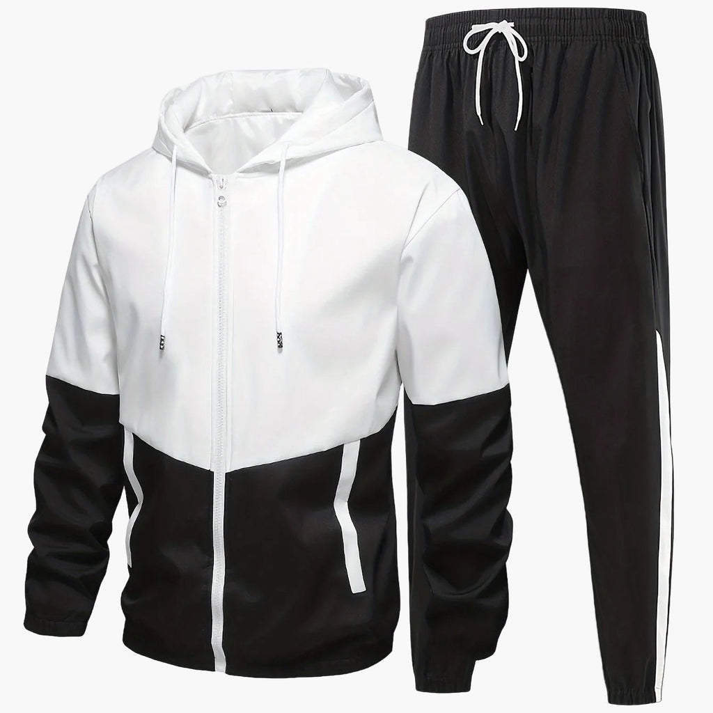 SUENTA Herren Trainingsanzug Sportlicher Stil Funktionalem Design Schwarz