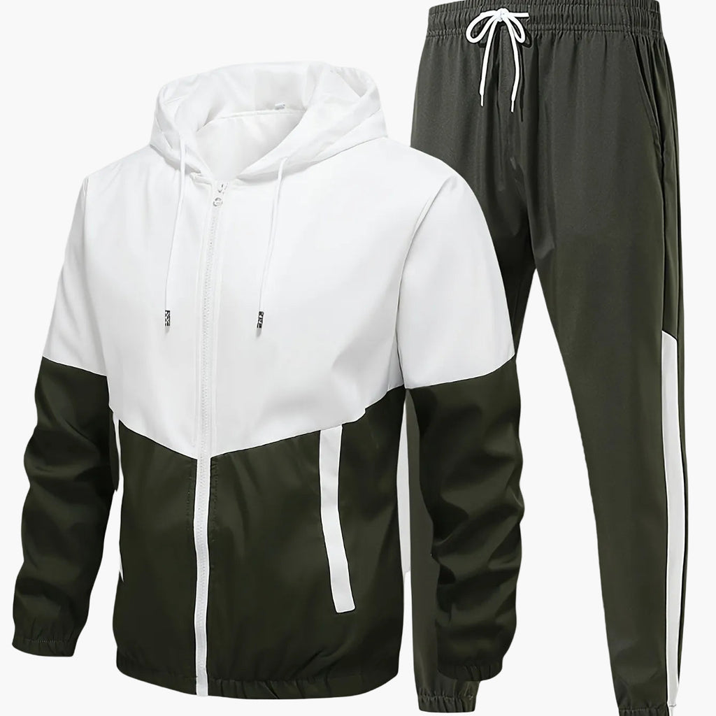 SUENTA Herren Trainingsanzug Sportlicher Stil Funktionalem Design Olivgrün