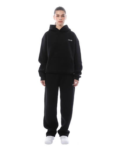 SUENTA Hoodie & Jogginghose Set Locker Hoodie Bequemes Sitz Weiches Material Schwarz