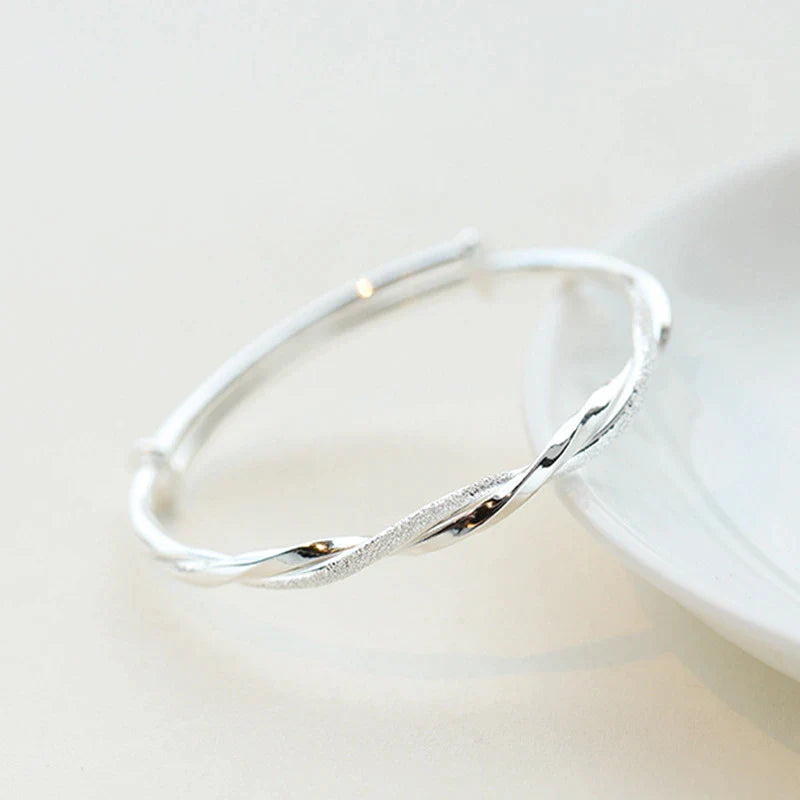 SUENTA Damen Schöne geflochtene Silberarmband Stilvolles Silberarmband für Damen