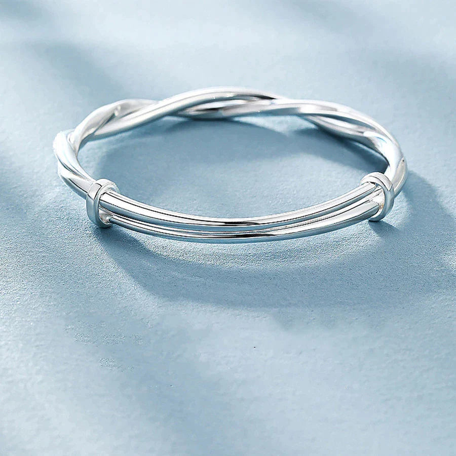 SUENTA Damen Schöne geflochtene Silberarmband Stilvolles Silberarmband für Damen