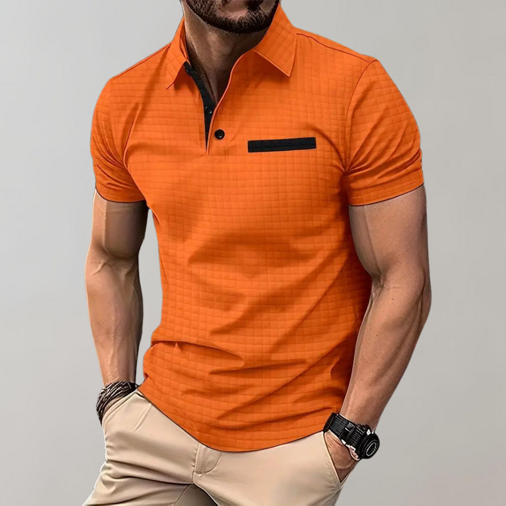 SUENTA Atmoz | Classic Herren-Polohemd mit atmungsaktivem Baumwoll-Komfort Orange
