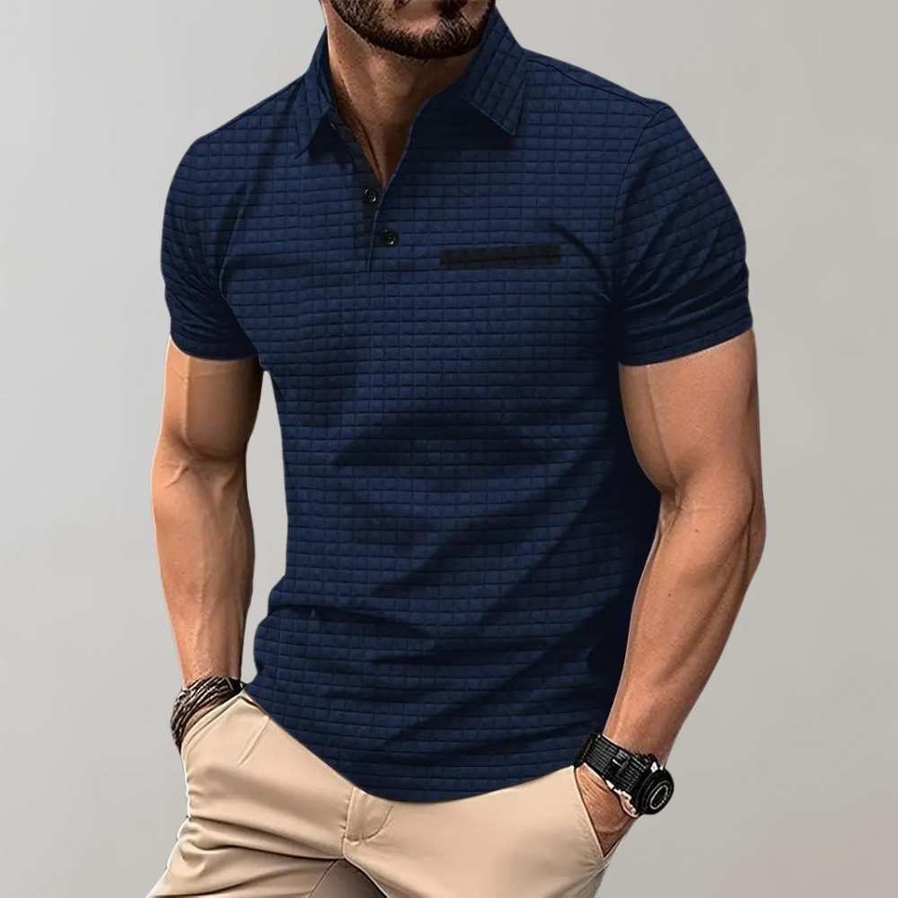 SUENTA Atmoz | Classic Herren-Polohemd mit atmungsaktivem Baumwoll-Komfort Marineblau